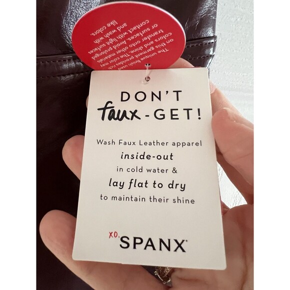 SPANX Faux Patent Leather Liquid Gloss Leggings Pants Ruby Size Petite XS NWT - Picture 6 of 12